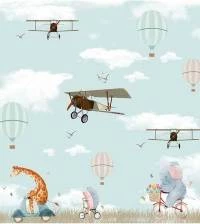 Papel de parede aviões e balões no céu azul 2808-7026