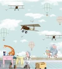 Papel de parede aviões e balões no céu azul 2808-7027