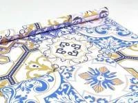 Azulejo Adesivo Azul e Branco Hidráulico 527-704