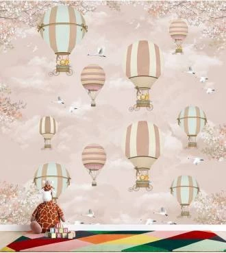Papel de parede infantil balões rosê