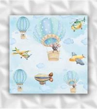 Papel de parede infantil balões e aviões em tons de azul 2820-7051