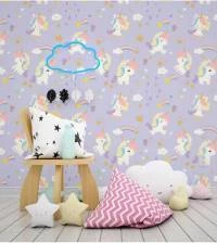 Papel de parede unicórnio com fundo lilás 2829-7063