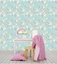 Papel de parede unicórnio arco-íris infantil 2830-7065