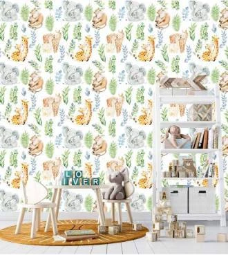 Papel de Parede infantil animais safari