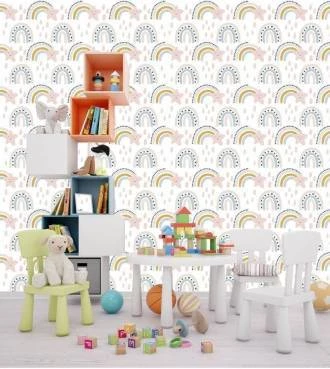 Papel de Parede infantil arco íris lilás