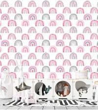 Papel de parede infantil em lilás e rosa