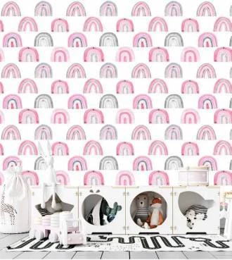 Papel de Parede infantil em lilás e rosa