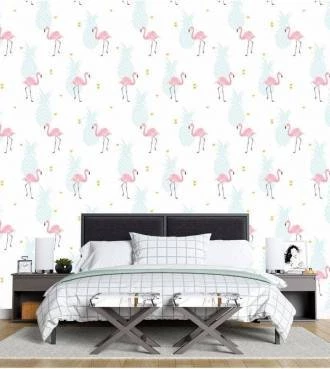 Papel de Parede flamingos com fundo claro