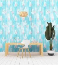 Papel de parede infantil madeira com flamingo 2837-7079