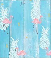 Papel de parede infantil madeira com flamingo 2837-7080