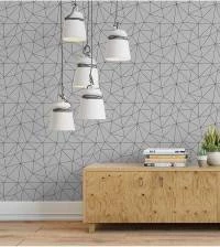 Papel de parede abstrato Zara cinza com fios pretos 2786-7099