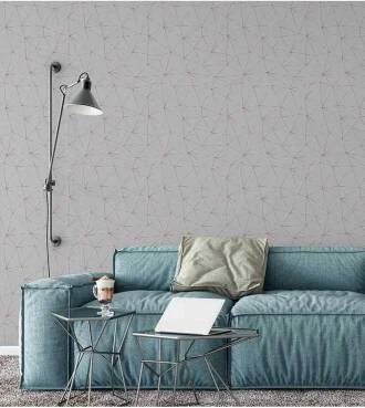 Papel de parede mini Zara cinza com fios rosê