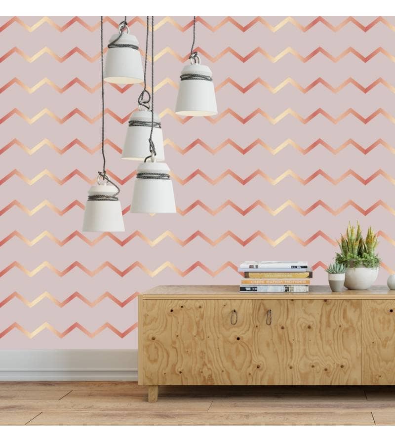 Papel de parede rose gold chevron