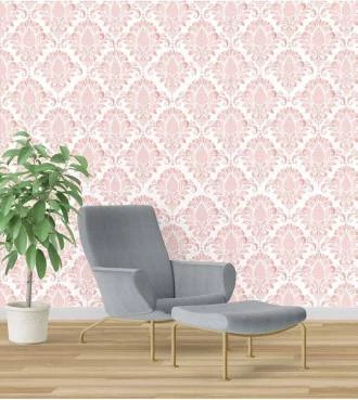 Papel de parede Damask tons de rosa claro