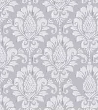 Papel de parede arabesco branco com fundo cinza 2856-7129