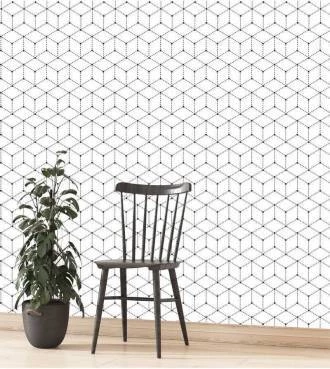 Papel de parede poá pontilhado em cubos