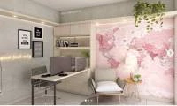 Papel de parede mapa do mundo rosa 2245-7160