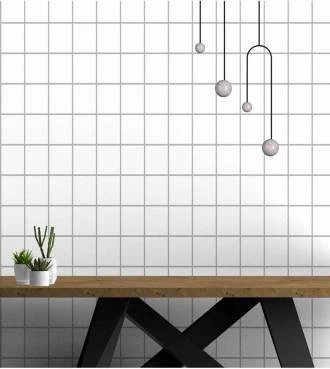 Papel de parede quadriculado branco e cinza