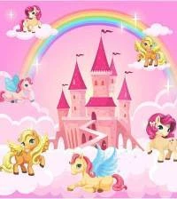 Papel de parede infantil pequenos pôneis 2881-7186