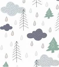 Papel de parede infantil, nuvens de chuva 2827-7230