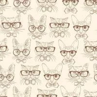 Papel de parede gatos geek bege