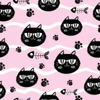 Papel de parede gato preto e fundo rosa
