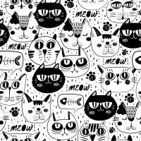 Papel de parede gatos branco e preto