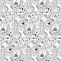 Papel de parede gatinhos kawaii branco e preto