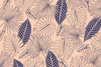 Papel de Parede Folhas tropicais e passaros