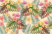 Papel de Parede Folhas e flores tropicais