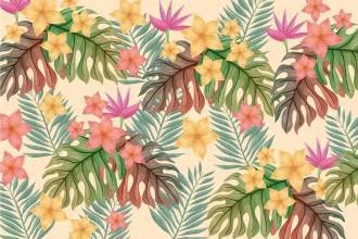 Papel de Parede Folhas tropicais em tons de lilás