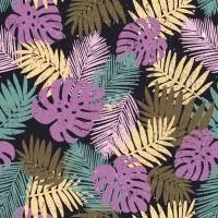 Papel de parede folhagem tropical lilás