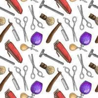 Papel de parede barbearia acessórios
