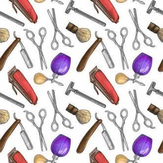 Papel de parede barbearia acessórios