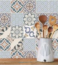 Adesivo hidráulico azulejo azul e bege pastel 528-7339