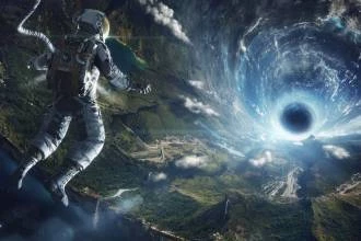 Papel de parede astronauta do buraco negro