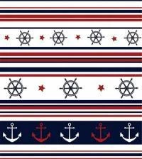 Papel de parede marinheiro listrado azul e vermelho 586-7360