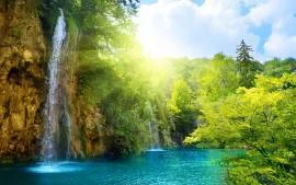 Papel de parede cachoeira azul