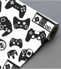 Papel de parede gamer controleem branco preto 3024-7395