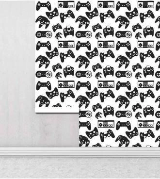 Papel de parede gamer controleem branco preto