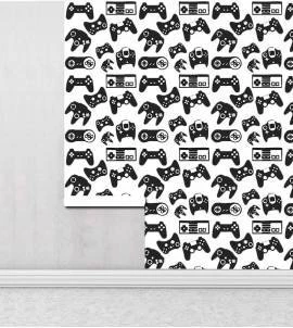 Papel de parede gamer controleem branco preto