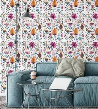 Papel de parede adesivo flores do campo
