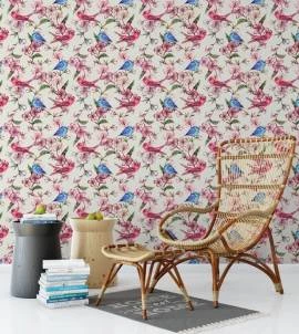 Papel de parede Floral com pardais