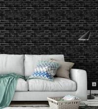 Papel de parede adesivo de tijolo preto 3057-7463