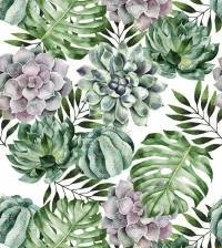 Papel de parede adesivo suculenta e folhas 3061-7470