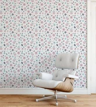 Papel de parede auto adesivo flores aquarelas