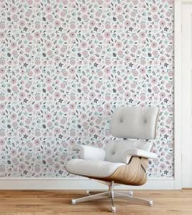 Papel de parede auto adesivo flores aquarelas