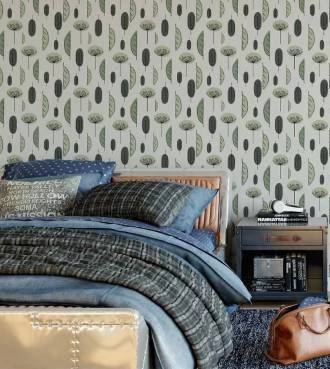 Papel de parede auto adesivo floral em tons verdes