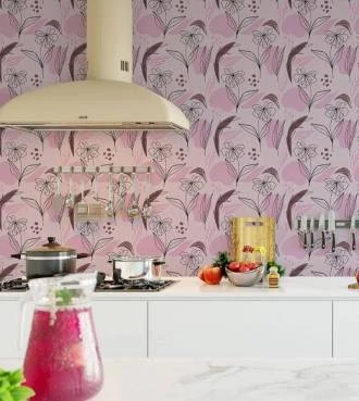 Papel de parede auto adesivo floral em tons lilás