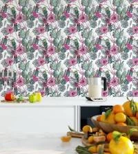 Papel de parede floral com cactos e suculentas 3071-7484